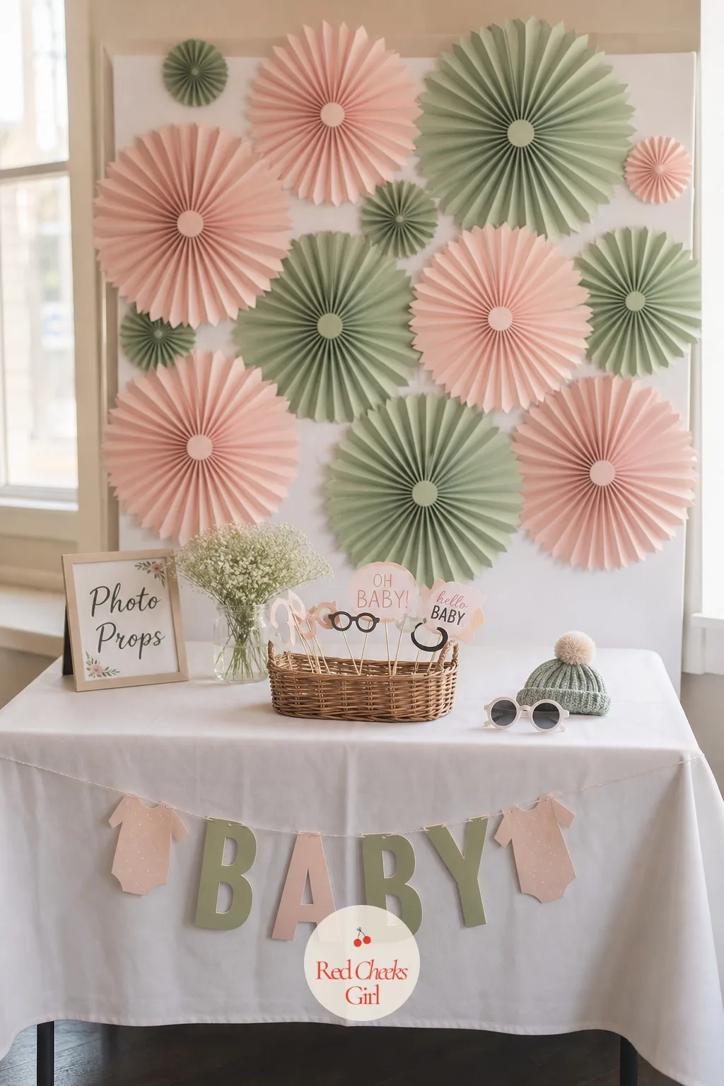 Photo Prop Corner — No scoring, no scavenger list, just a nice corner to stand in for two minutes. Baby shower activities not games