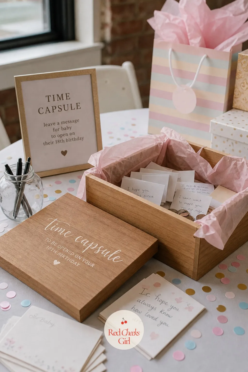 Time Capsule Box — This is the one she will actually open years from now, not forget in a drawer. Baby shower activities not games