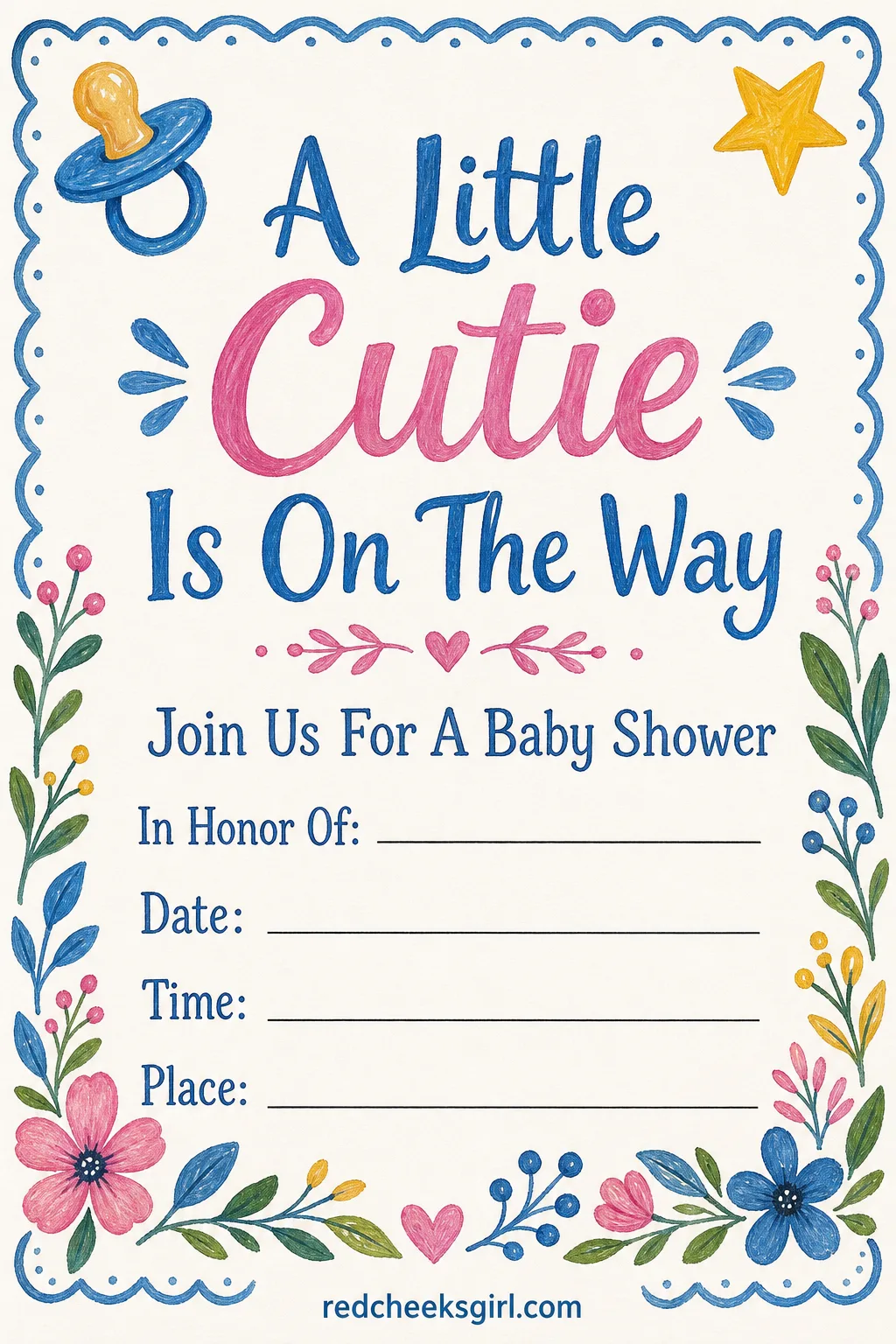 The Little Cutie Invitation printable sheet — For the shower where the pun was decided before the venue was booked, small and sweet and entirely the point.