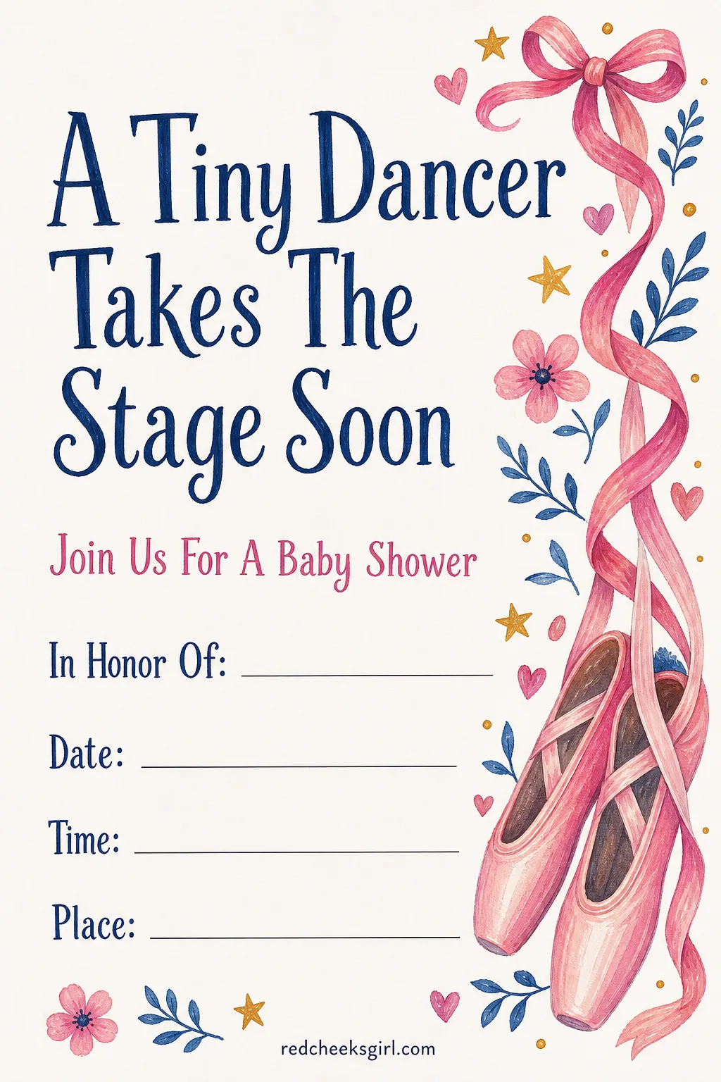 The Tutu Ballet Invitation printable sheet — For the mother-to-be who already owns more tiny tutus than she has drawers for. Baby shower invitations