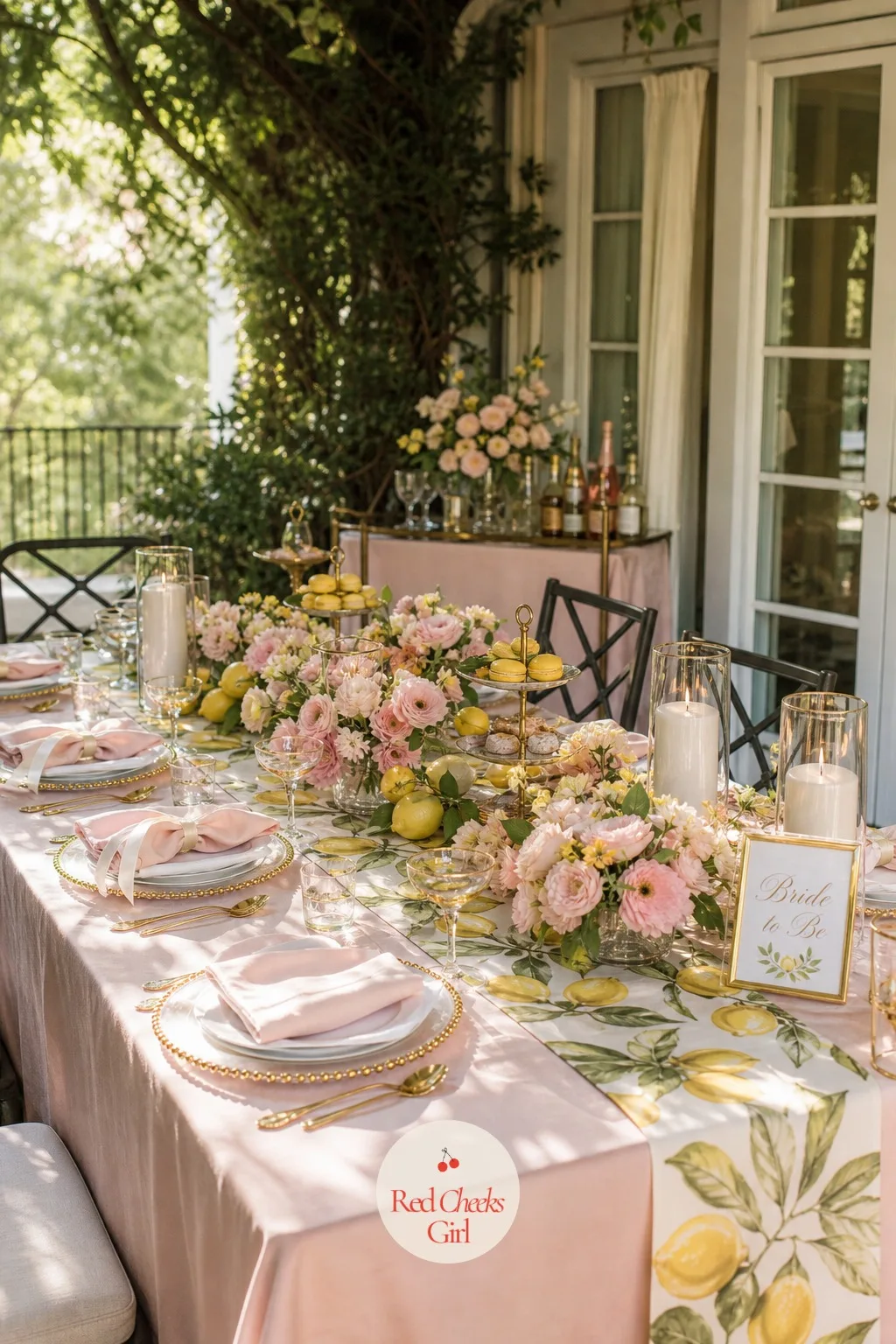 The Brunch Table Itself — A folding table under a bare window says catering drop-off, not celebration. Bachelorette brunch