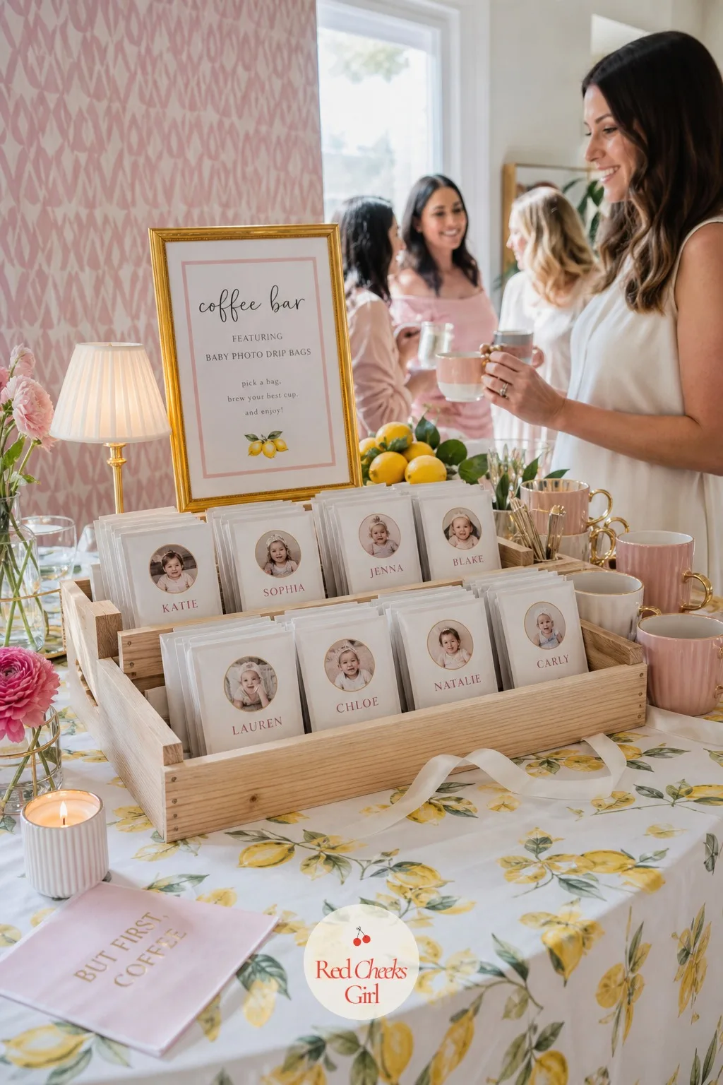The Coffee Bar With Baby Photo Drip Bags — She will reach for this before she reaches for the mimosa. Bachelorette brunch