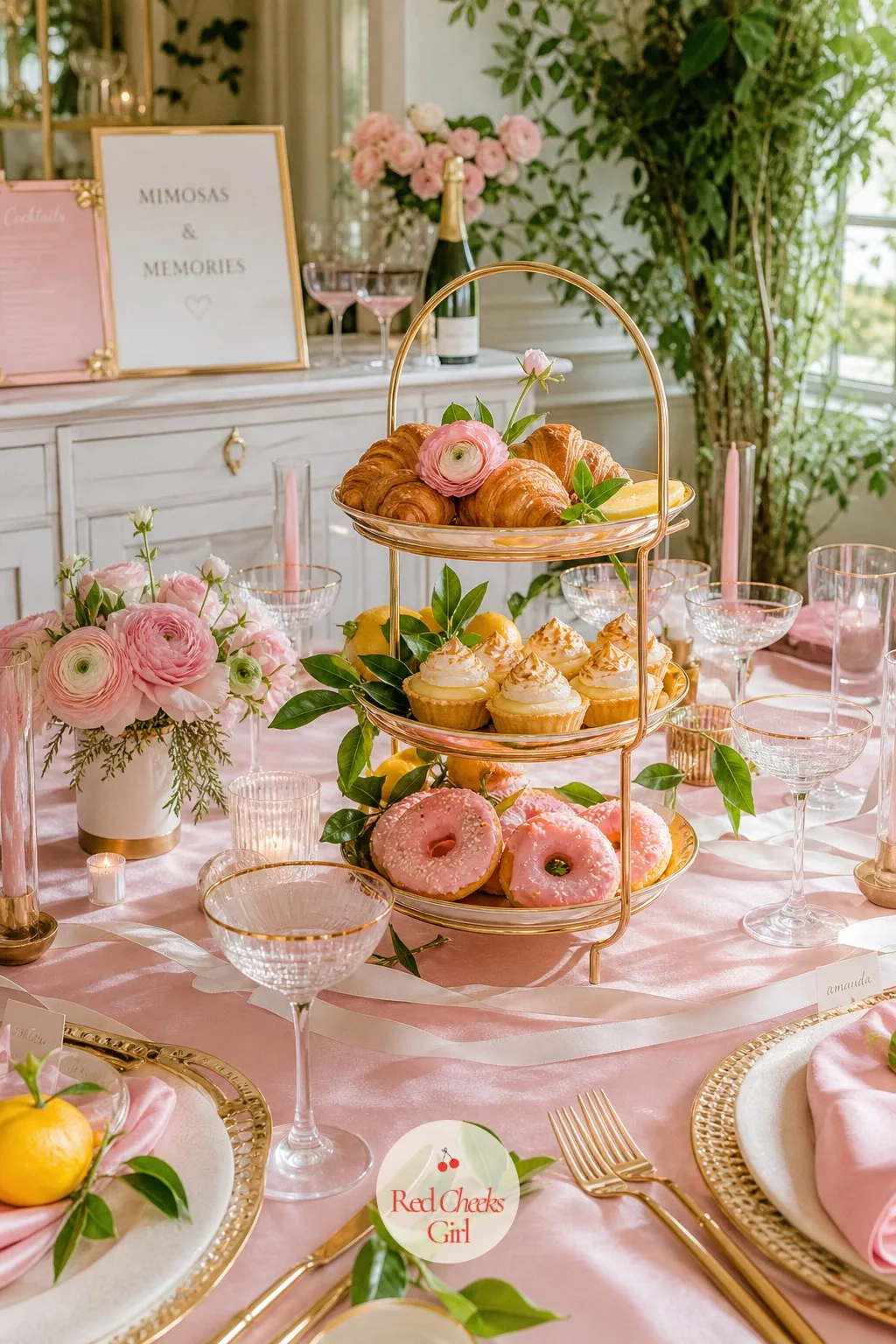 The Pastry Tower — A single plate of croissants disappears in the first ten minutes. Bachelorette brunch