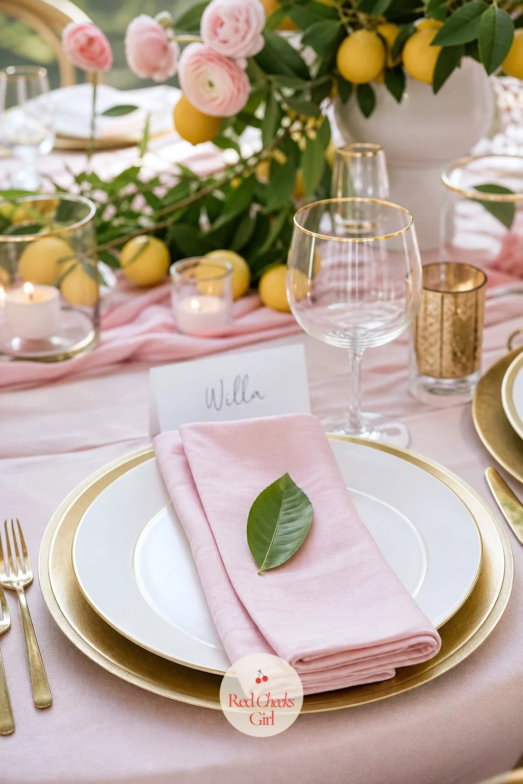 The Pink Napkins — Paper napkins read as an afterthought on a table this dressed. Bachelorette brunch