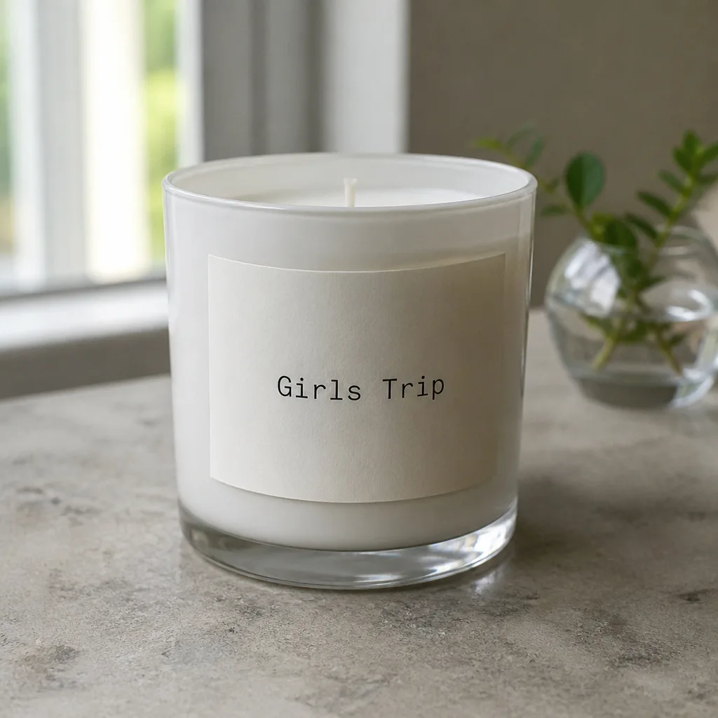 Candle With The Trip Name — The weekend ends but the smell of it does not have to: a candle labeled with the trip itself brings the whole thing back on a