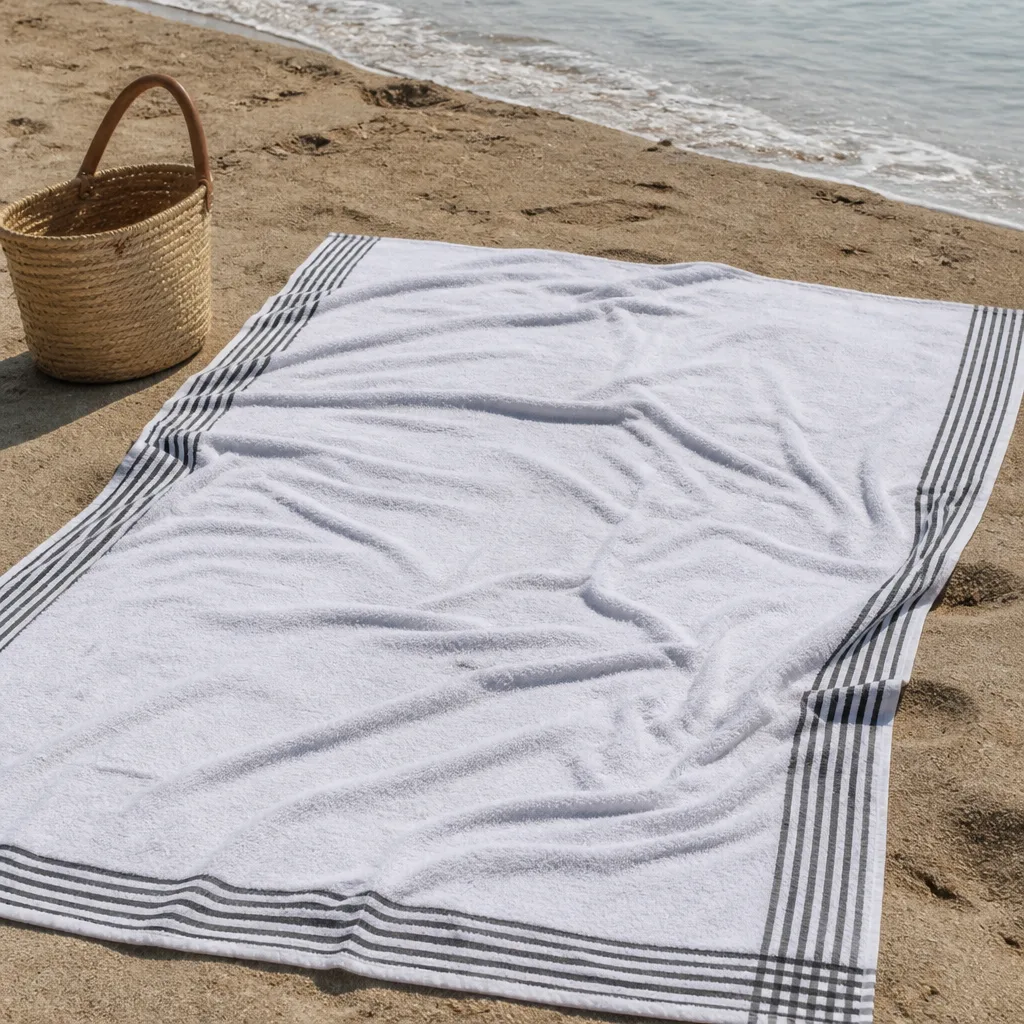 Custom Beach Towel — A plain white hotel towel gets mixed up with four other plain white hotel towels by the pool, every single time. Bachelorette party favors