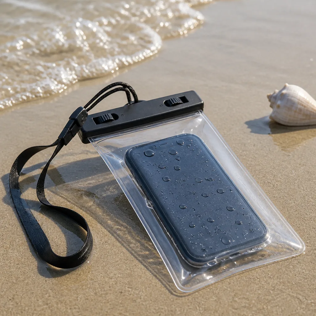 Waterproof Phone Pouch — A waterproof pouch that seals shut around the phone, clear enough to still use the camera through it. Bachelorette gift bags
