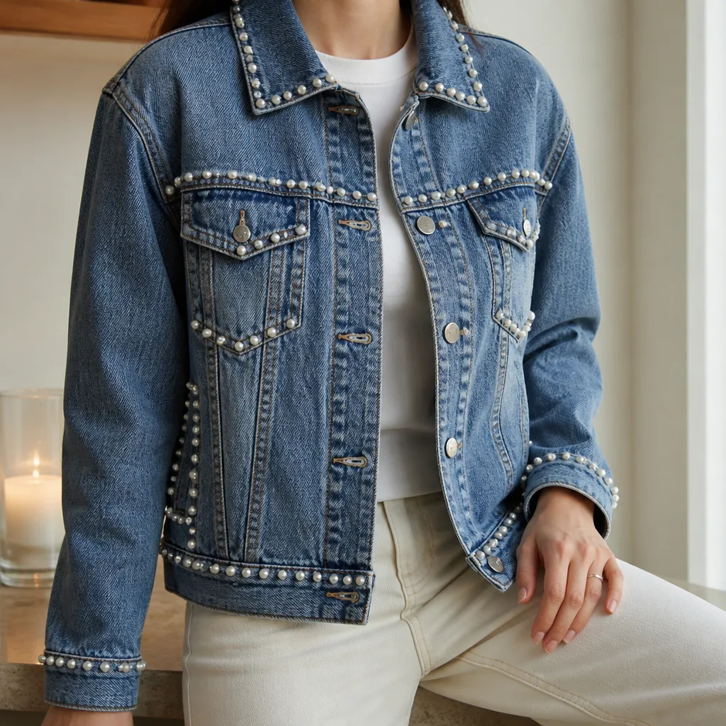 Jean Jacket With Pearls — She will reach for this the second the restaurant's air conditioning turns arctic, and the pearl trim keeps it from looking like a