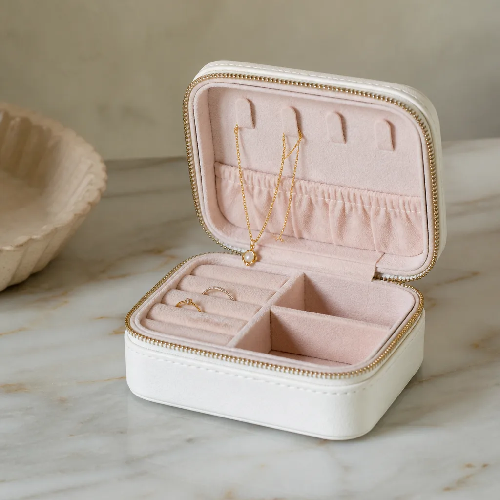 Jewelry Box — Somewhere between the hotel room and the ceremony, her rings need a home that isn't a hotel nightstand. Bachelorette gifts for the bride