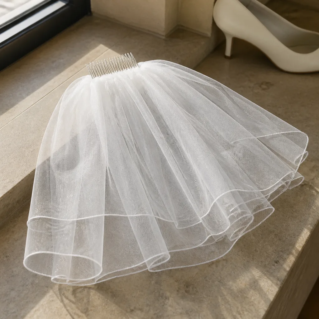 Veil for the Night Out — Every photo from the bar crawl needs one unmistakable detail, and a short veil does that job without hiding her face. Bachelorette