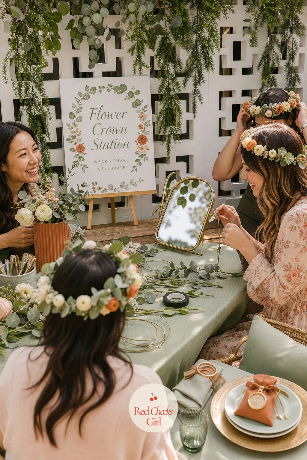 The Flower Crown Station — Something for guests to do with their hands before the toasts start, and it works best when the party begins in the afternoon rather