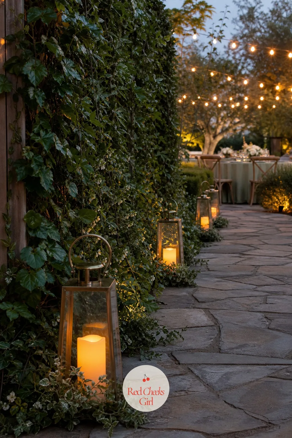 Lanterns Along the Garden Path — Guests follow the light from the gate to the party without needing a flashlight on their phone to find the way. Backyard