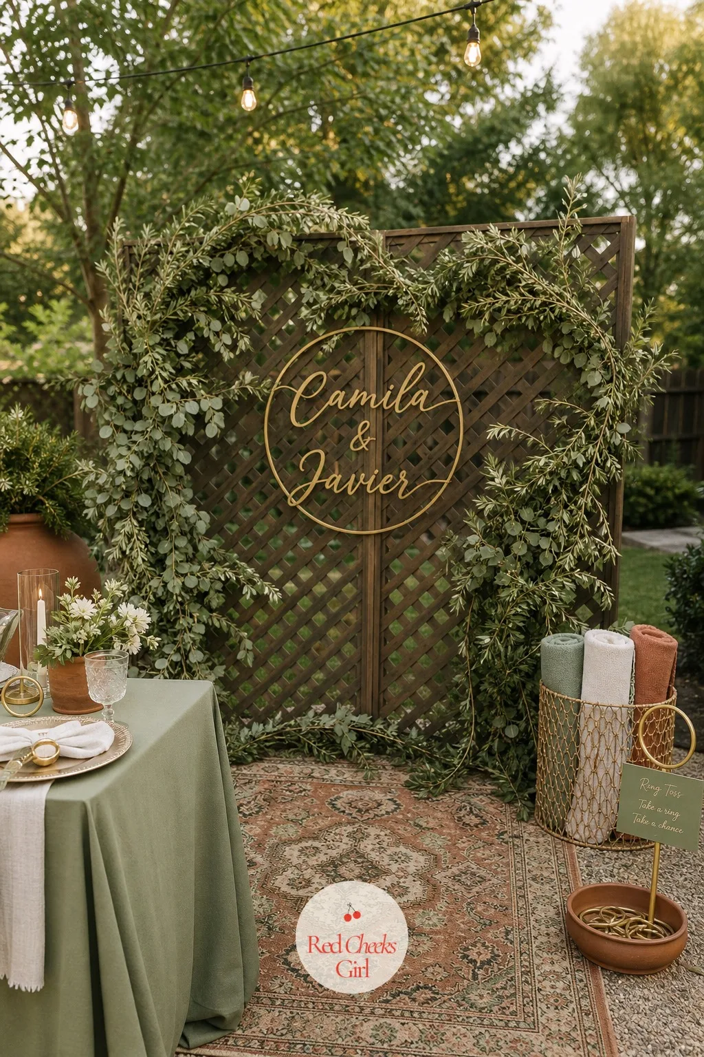 The Photo Spot — By the end of the night, this is the one spot every phone in the yard ends up pointed at. Backyard engagement party