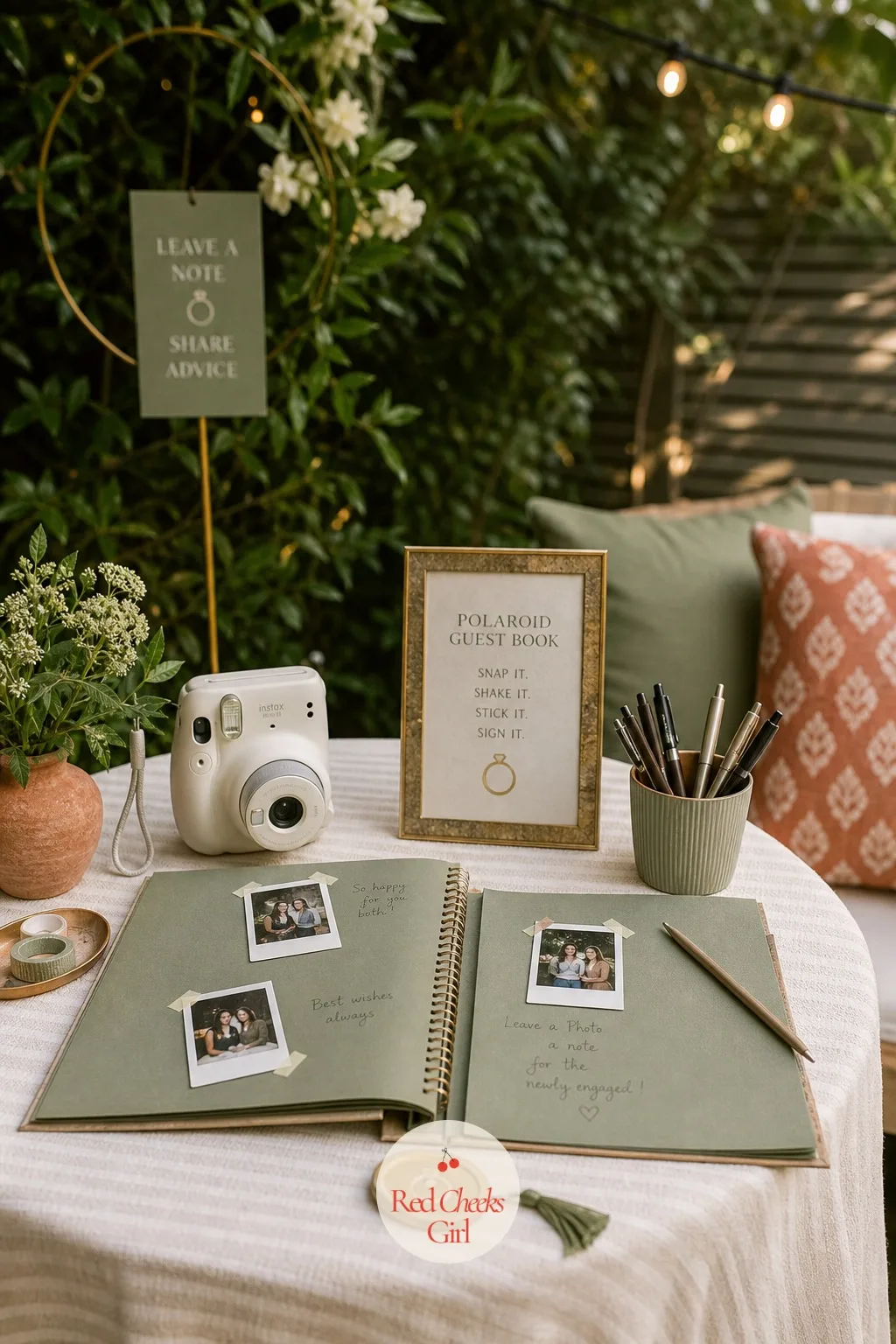 A Polaroid Guest Book Alternative — For the guests who would rather take a photo than write a sentence, which is most of them by the second drink. Backyard