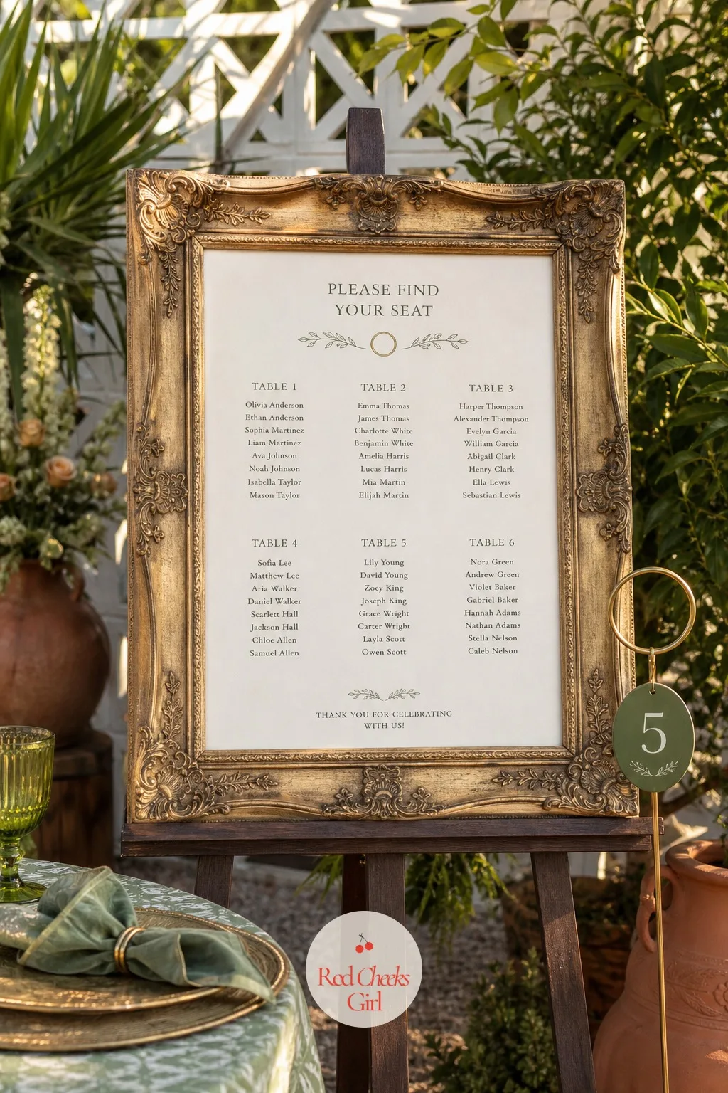 A Seating Chart in a Vintage Frame — Nobody wants to stand by the table asking a cousin where they are supposed to sit, so this answers it before anyone has to