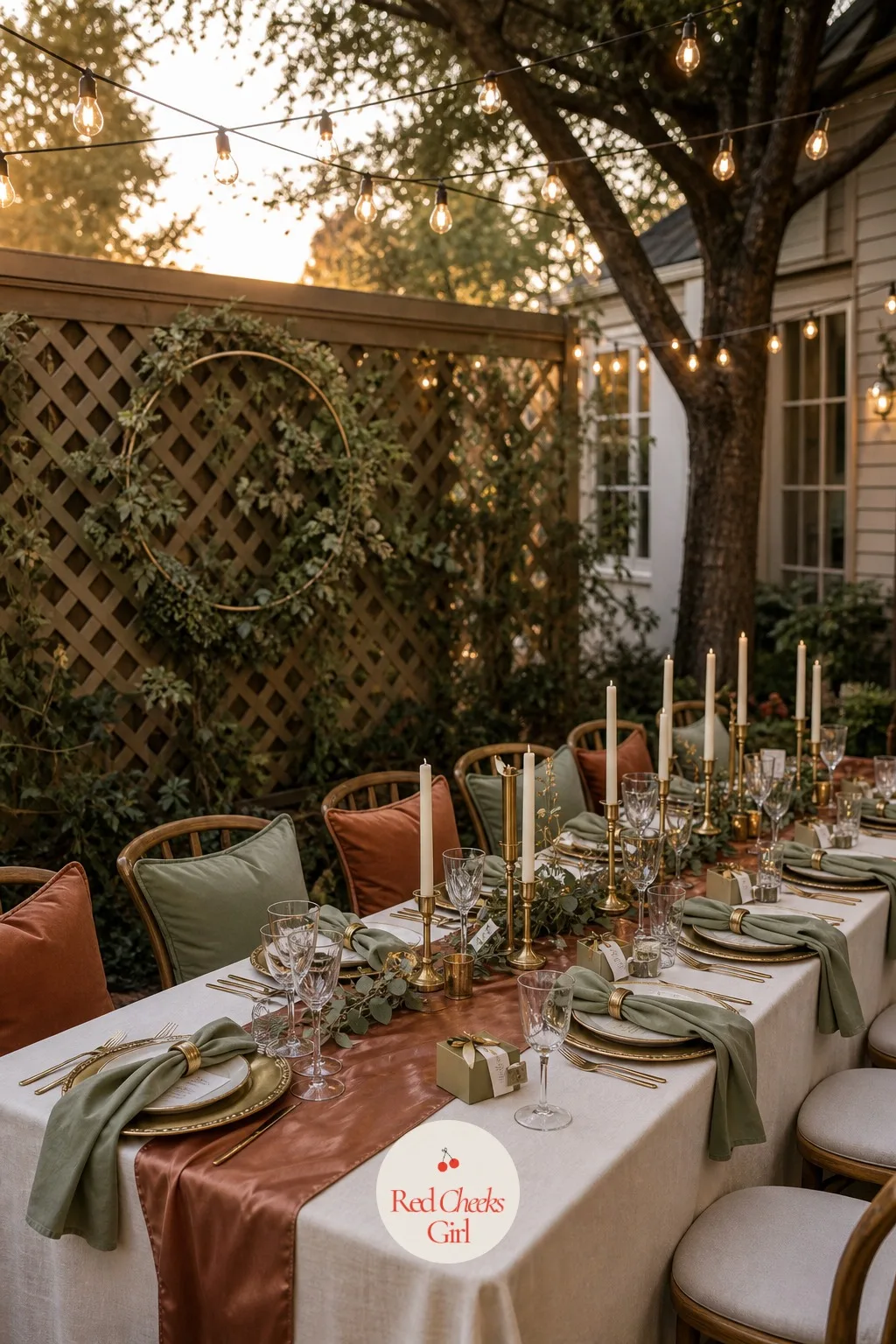 String Lights Over the Long Table — Guests arrive before the sun is fully down, and the first thing most of them do is look up, not down at their plate.