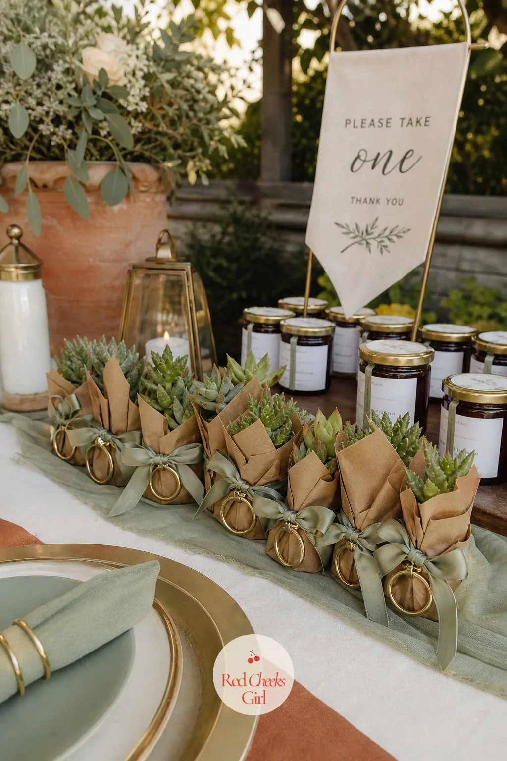 Succulent Cuttings Wrapped in Kraft Paper — A favor that keeps growing long after the cake is finished, which is a nice thing to send someone home with.