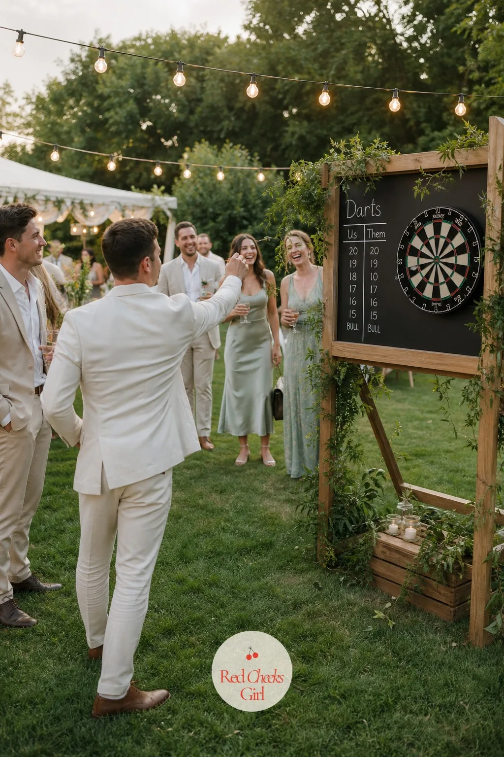 A Darts Corner — Metal darts flying near a lawn full of guests in evening dresses sounds like a bad idea, and it is. Backyard wedding ideas