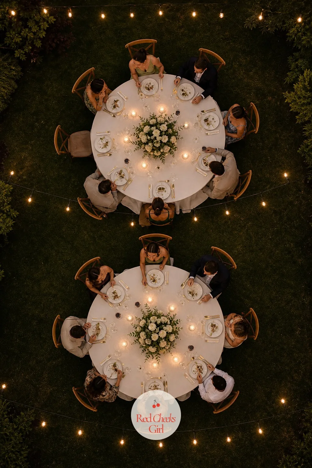 Guest Table Shaped Like A Figure 8 — One long straight table can feel a touch formal for a barefoot evening, but a figure of eight softens it without losing