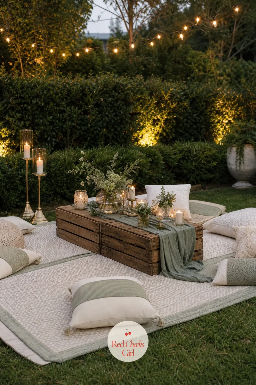 Rug And Cushion Lounge On The Lawn — Cocktail hour with nowhere to sit turns into a polite standing circle fast. Backyard wedding ideas