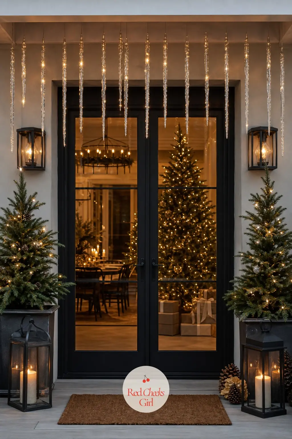 A Hanging String of Smoked Glass Icicle Drops Above the Doorway — The overhead space above a balcony door almost always gets skipped, which is exactly why one