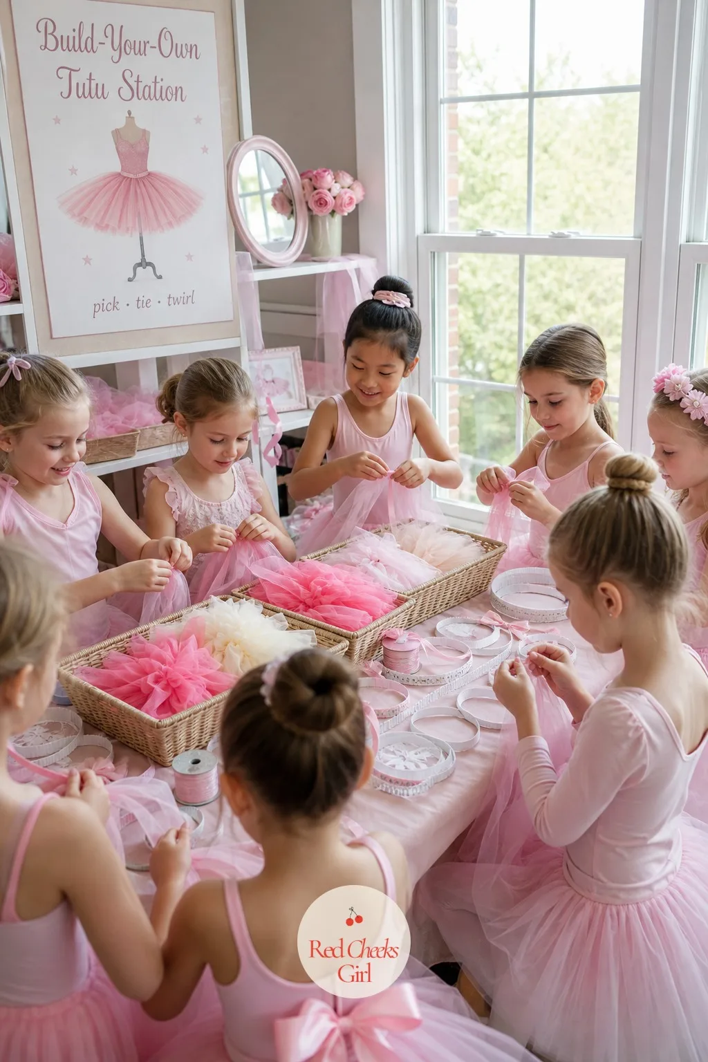 The Build-Your-Own Tutu Station — A box of pre-made tutus is fast but says nothing about the guest who wears one. Ballerina themed birthday party