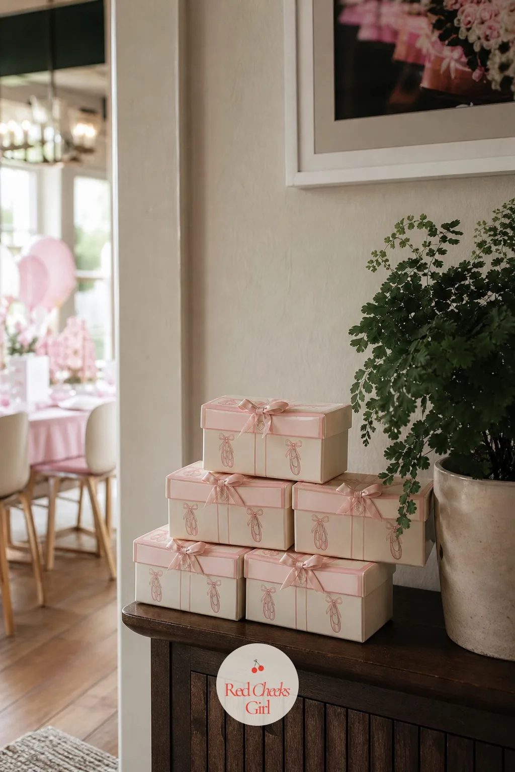 The Mini Ballet Shoe Box Favor — A favor box that looks like every other party favor box gets tossed with the wrapping paper. Ballerina themed birthday party