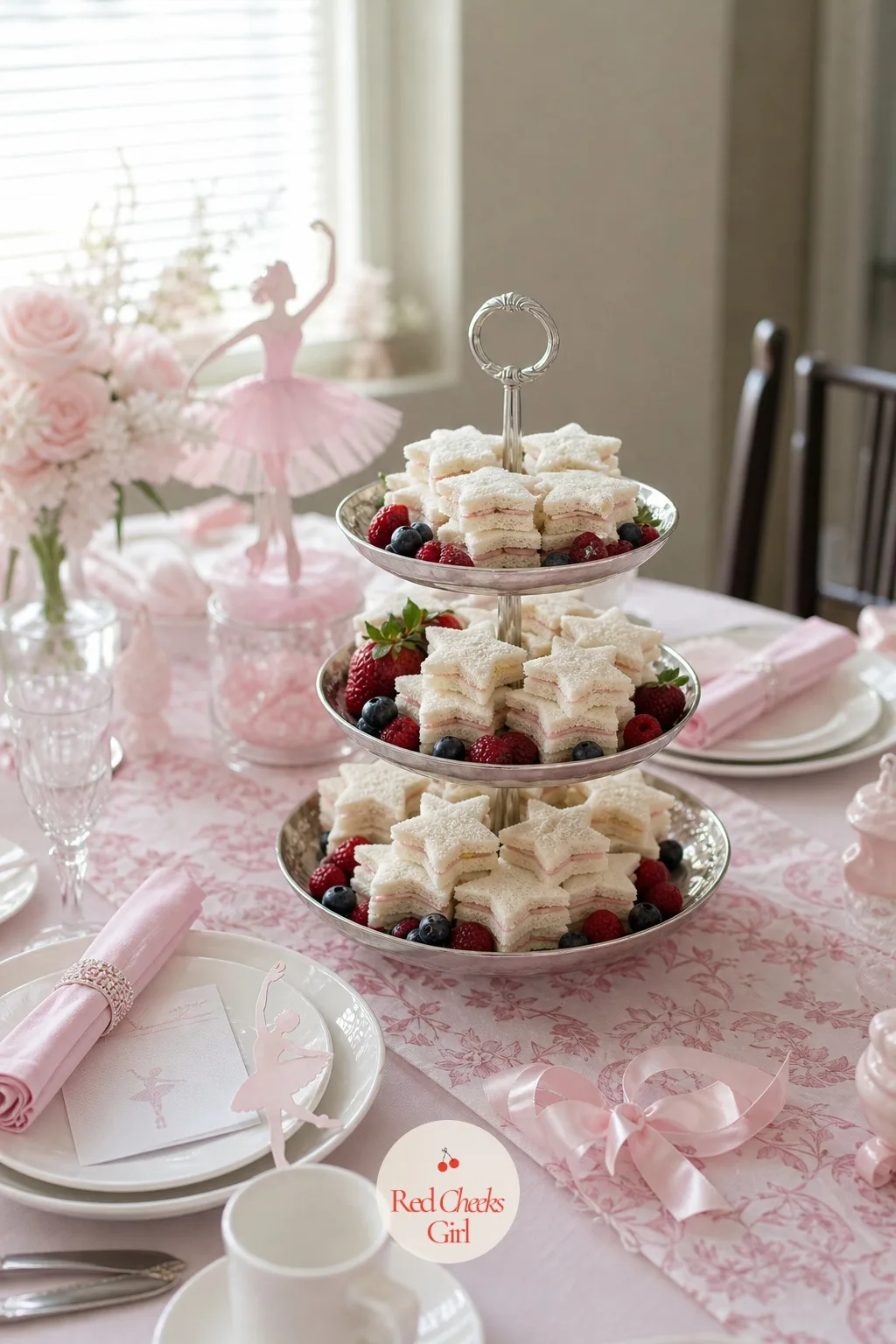 A Tier of Star-Cut Tea Sandwiches — Triangle sandwiches look like every other party plate. Ballerina themed birthday party