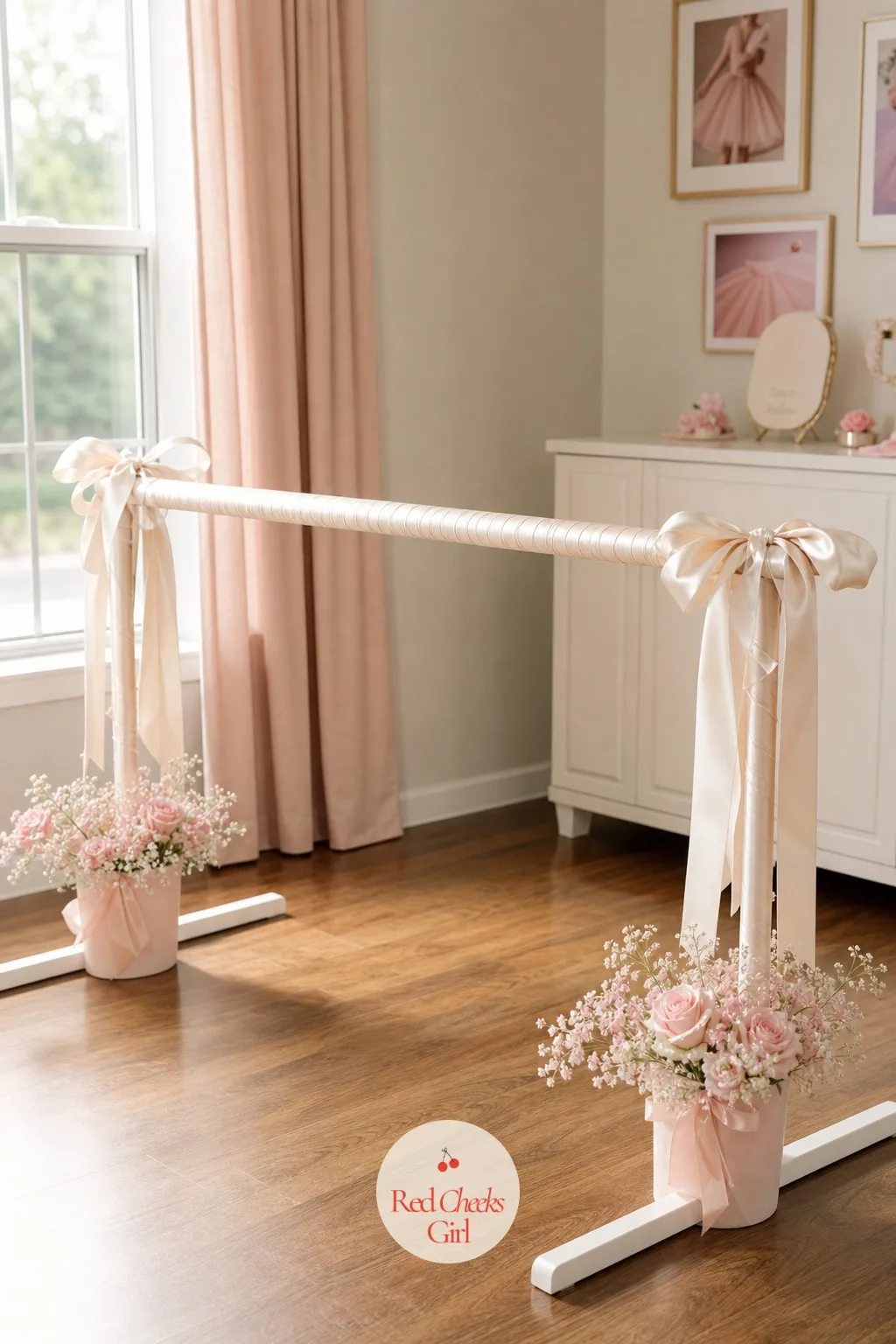 A Wrapped Ballet Barre for the Photo Moment — Every real dancer has a barre to hold onto, so the dance corner gets one too, dressed up rather than left bare