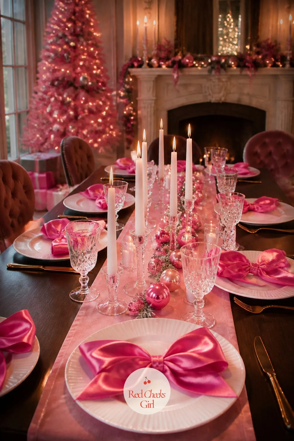 The Dining Table, Set for a Dreamhouse Dinner — She might worry pink at the dinner table reads more birthday party than Christmas. Barbie christmas