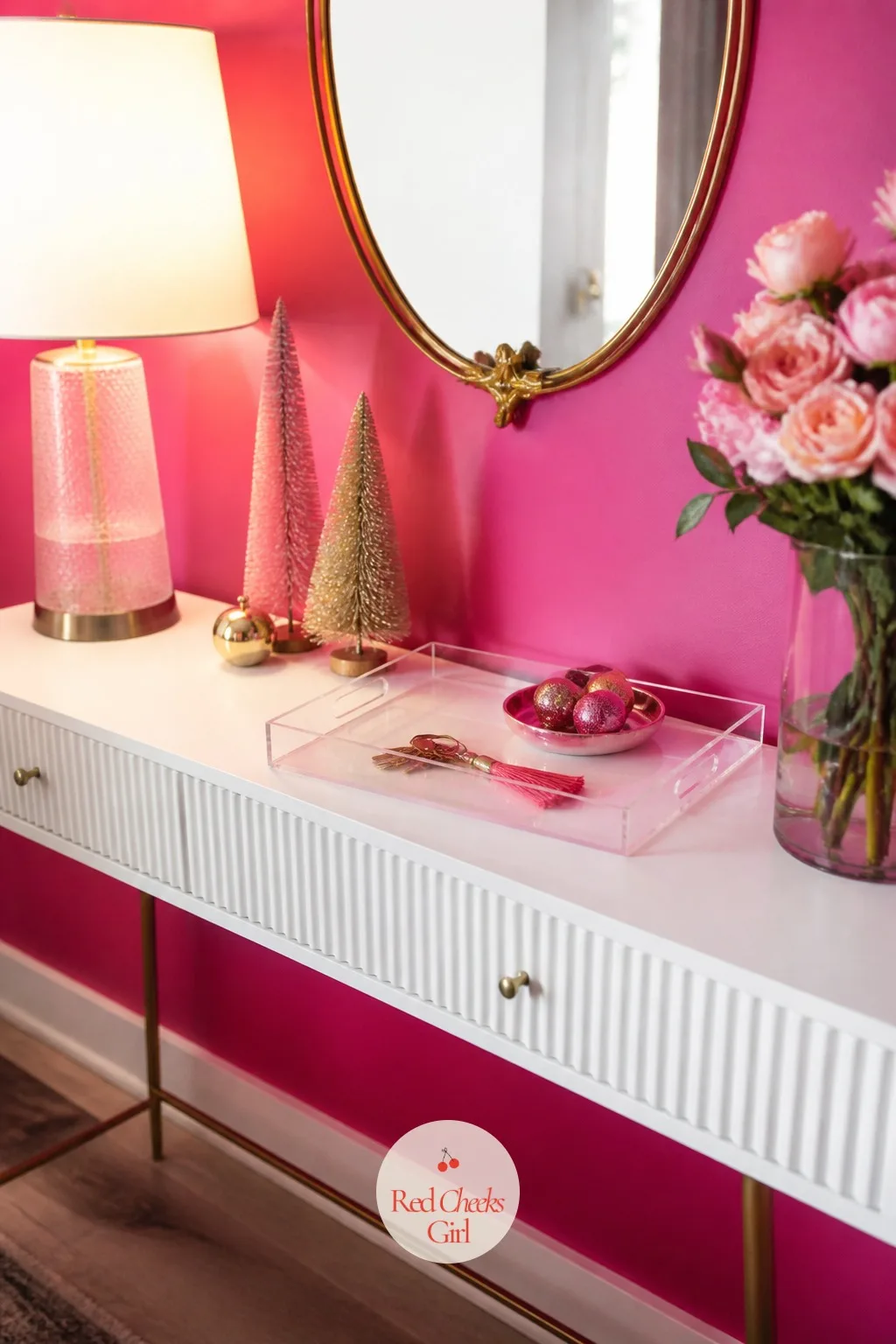 The Entry Table, Where Coats Meet Glitter — This is the first surface a hand actually touches, keys down, bag down, so it earns something nicer than a bare