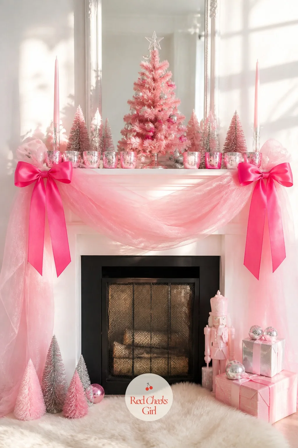 The Mantel in Bubblegum and Silver — A bare mantel photographs like an afterthought, and this one does not get to be an afterthought. Barbie christmas