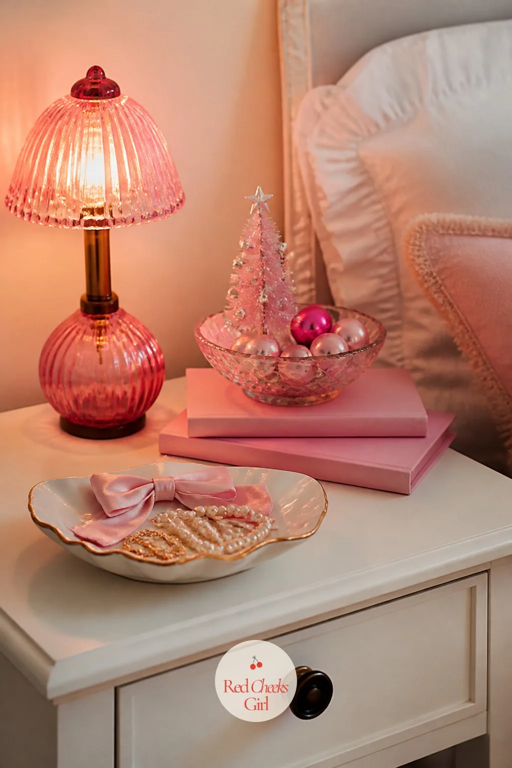 The Nightstand, Set Up Like a Scene From a Dollhouse — The last thing she sees before the light goes off might as well be pretty. Barbie christmas