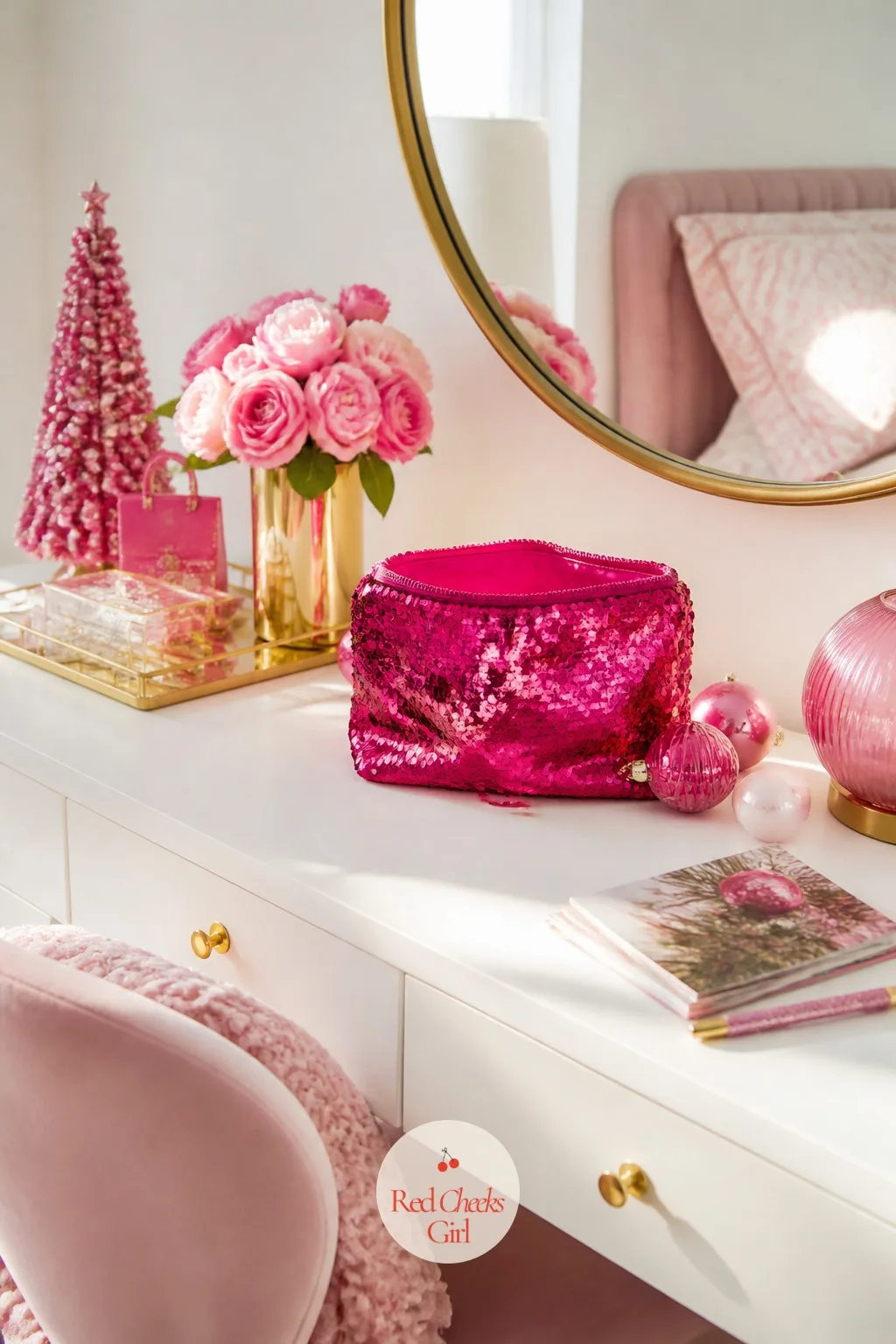 The Vanity Desk, Dressed Like a Dressing Room — Every house has one surface that collects perfume bottles and loose hair clips, and this season it gets to look
