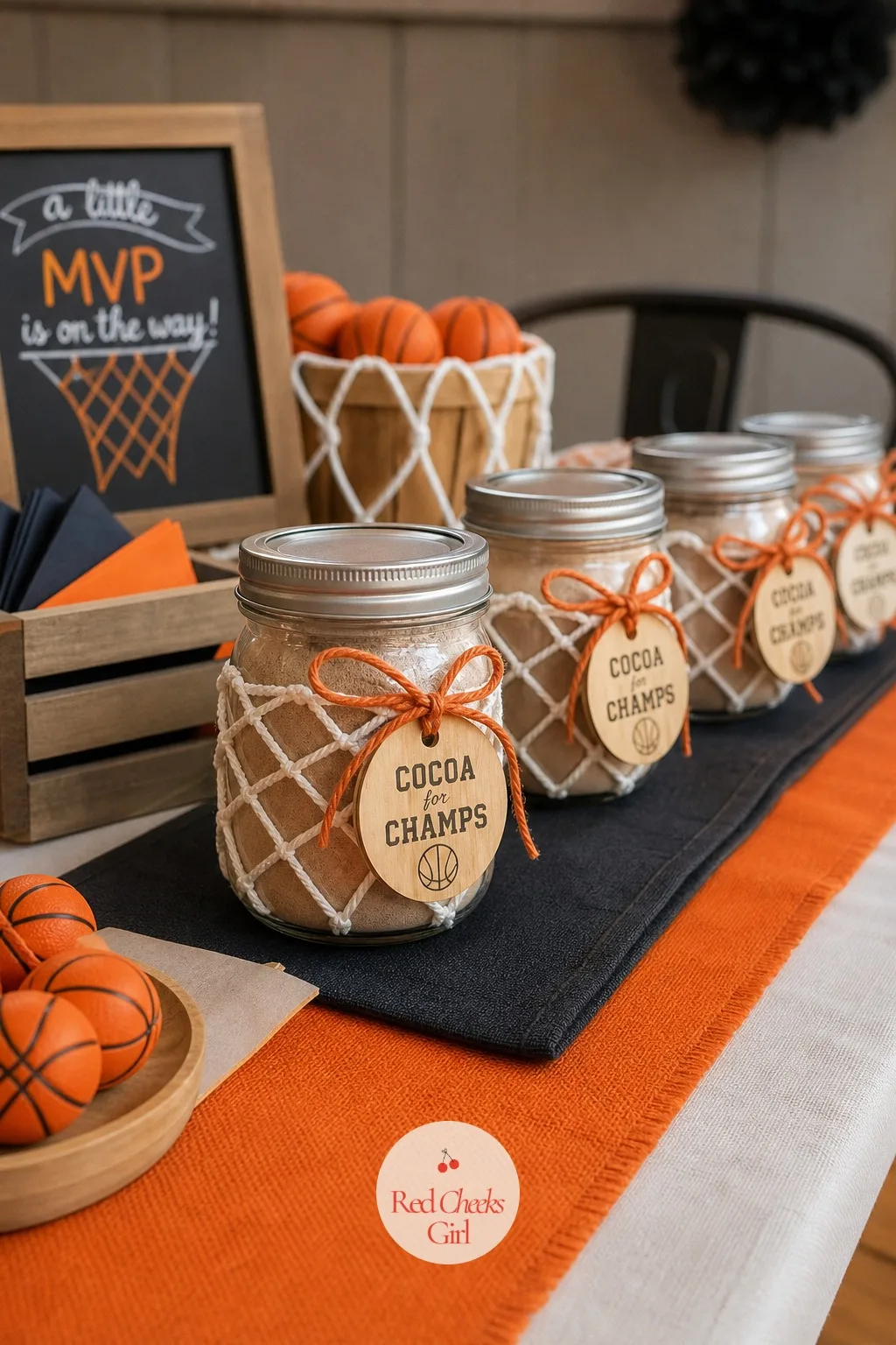 Basketball-Net Wrapped Cocoa Jars — A small jar someone can actually use the next cold morning beats a trinket that sits in a drawer, and this one still looks