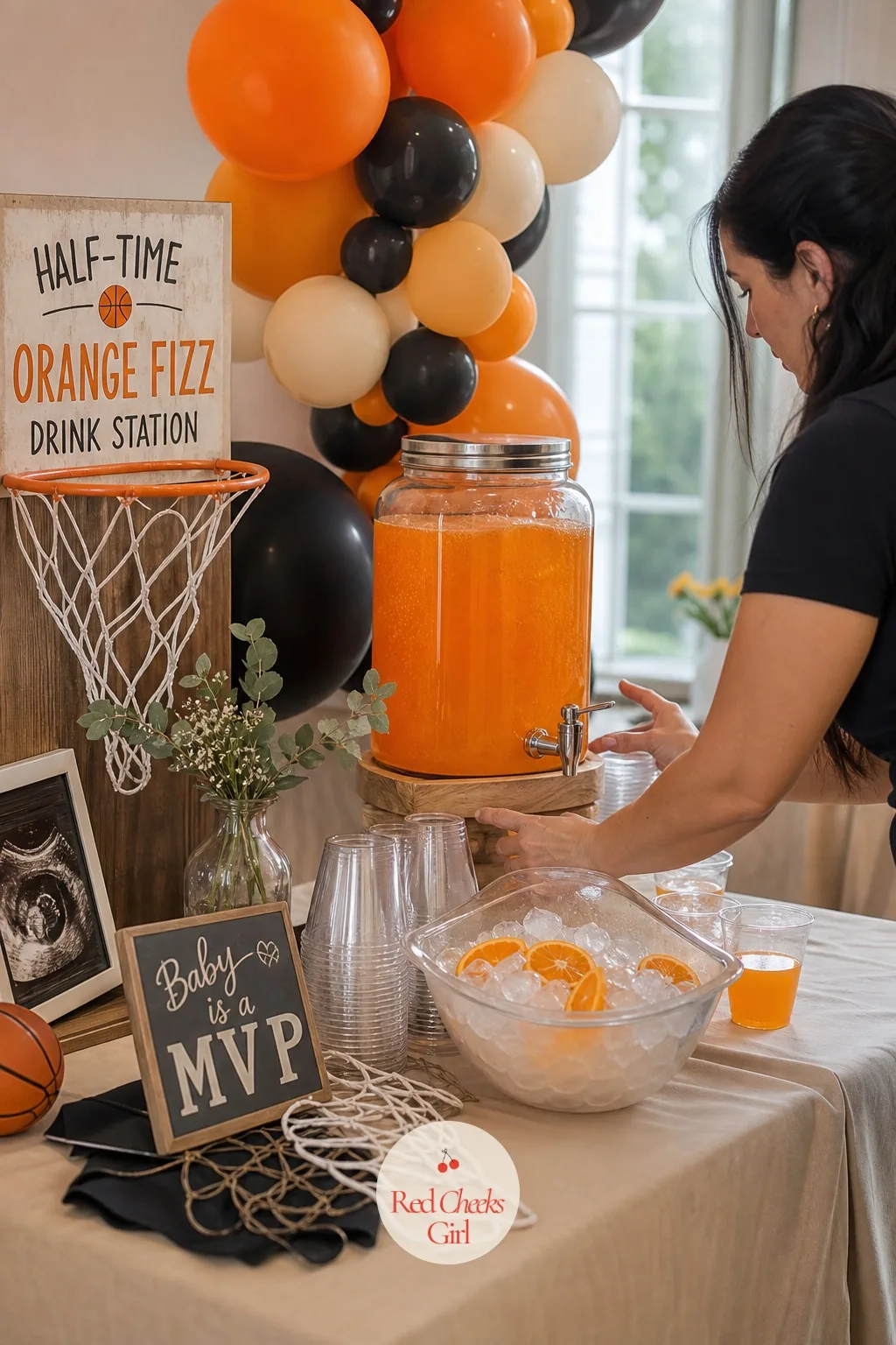 Half-Time Orange Fizz Drink Station — A drink station earns its spot at the end of the dessert table once the sugar starts piling up: something cold, something