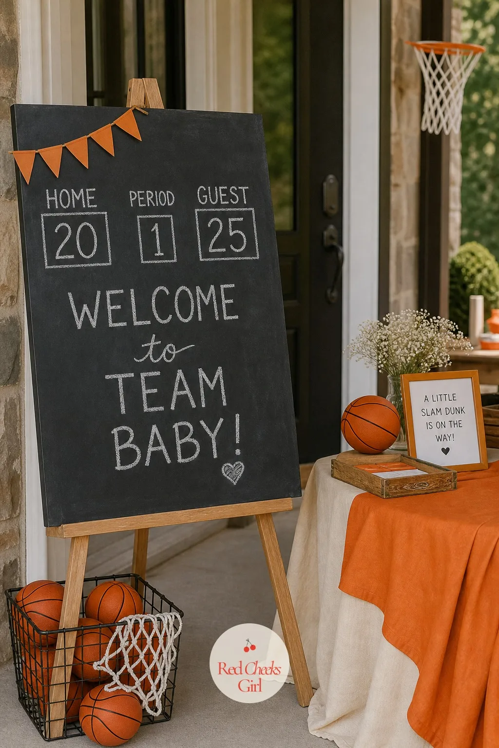 Scoreboard Welcome Sign — Guests read the mood of a party within about ten seconds of walking in, and this sign is what sets it before anyone even reaches the