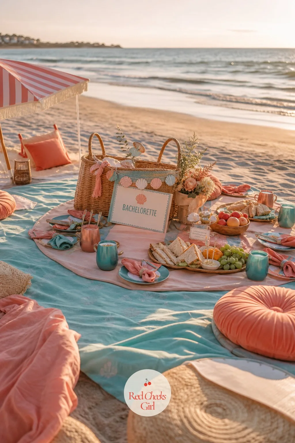 A Beach Picnic Down The Shoreline — Sometimes the whole group needs to walk away from the main setup for an hour, just a blanket and a basket further down the