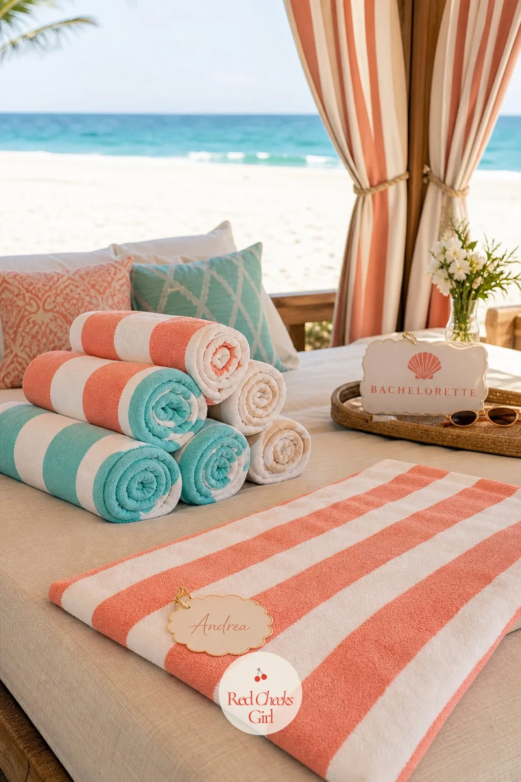 Striped Towels Laid Out Before Anyone Asks — There is a particular relief in walking up to a party and finding your towel already waiting with your name on it.