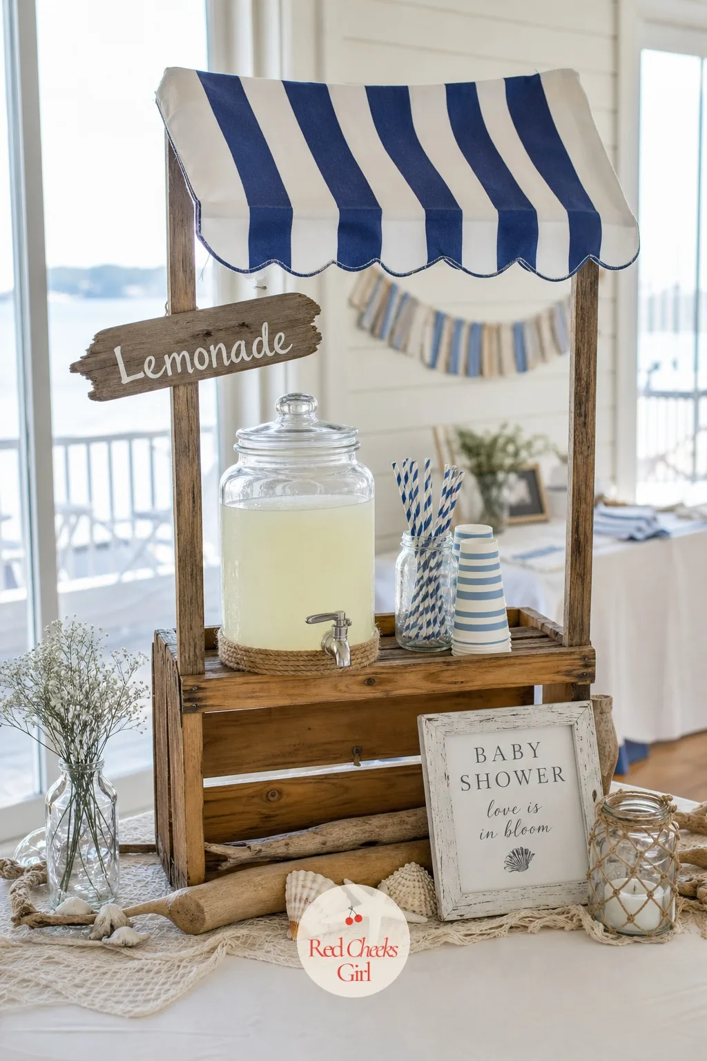 Lemonade Stand — A real lemonade stand, scaled down for a table rather than a sidewalk, gives guests something to do with their hands besides hold a plate.