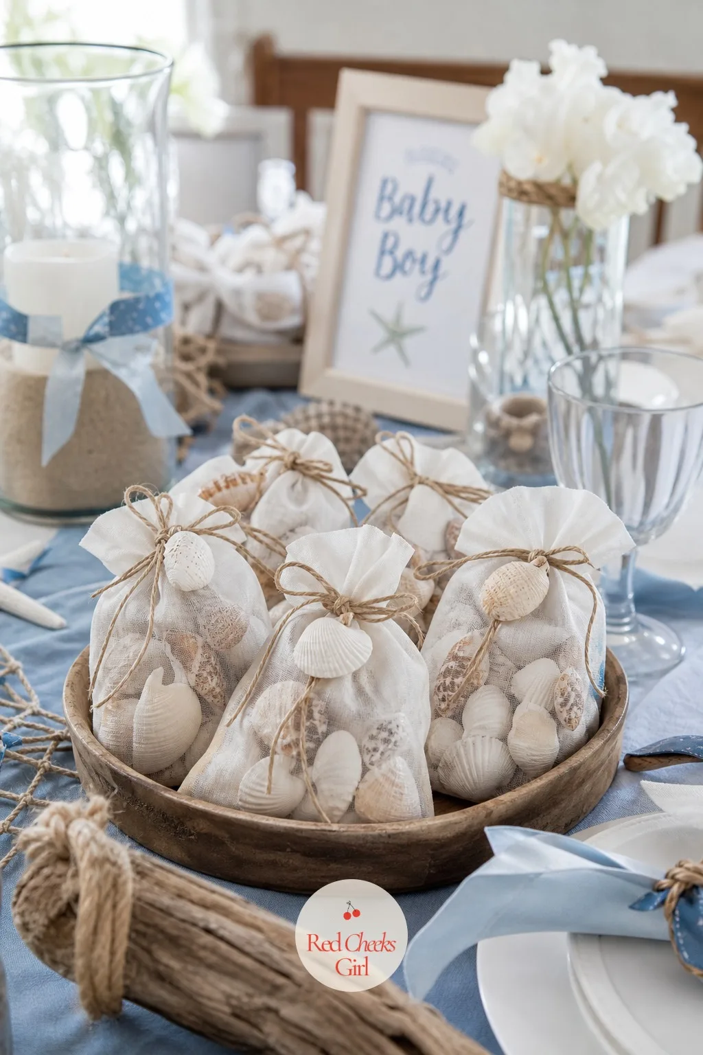 Seashell Favors — This is the last thing a guest picks up on the way out, and it should feel like a small piece of the actual decor rather than a separate