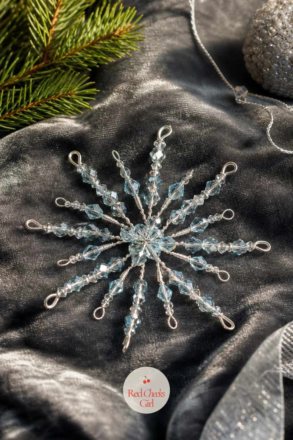 Beaded Wire Snowflake — Paper snowflakes shred at the folds by January. Beaded christmas ornaments diy