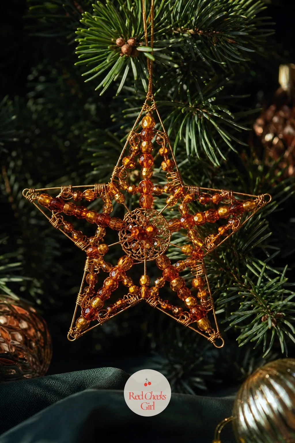 Beaded Wire Star — A flat paper star looks right for about a week before it curls at the points. Beaded christmas ornaments diy