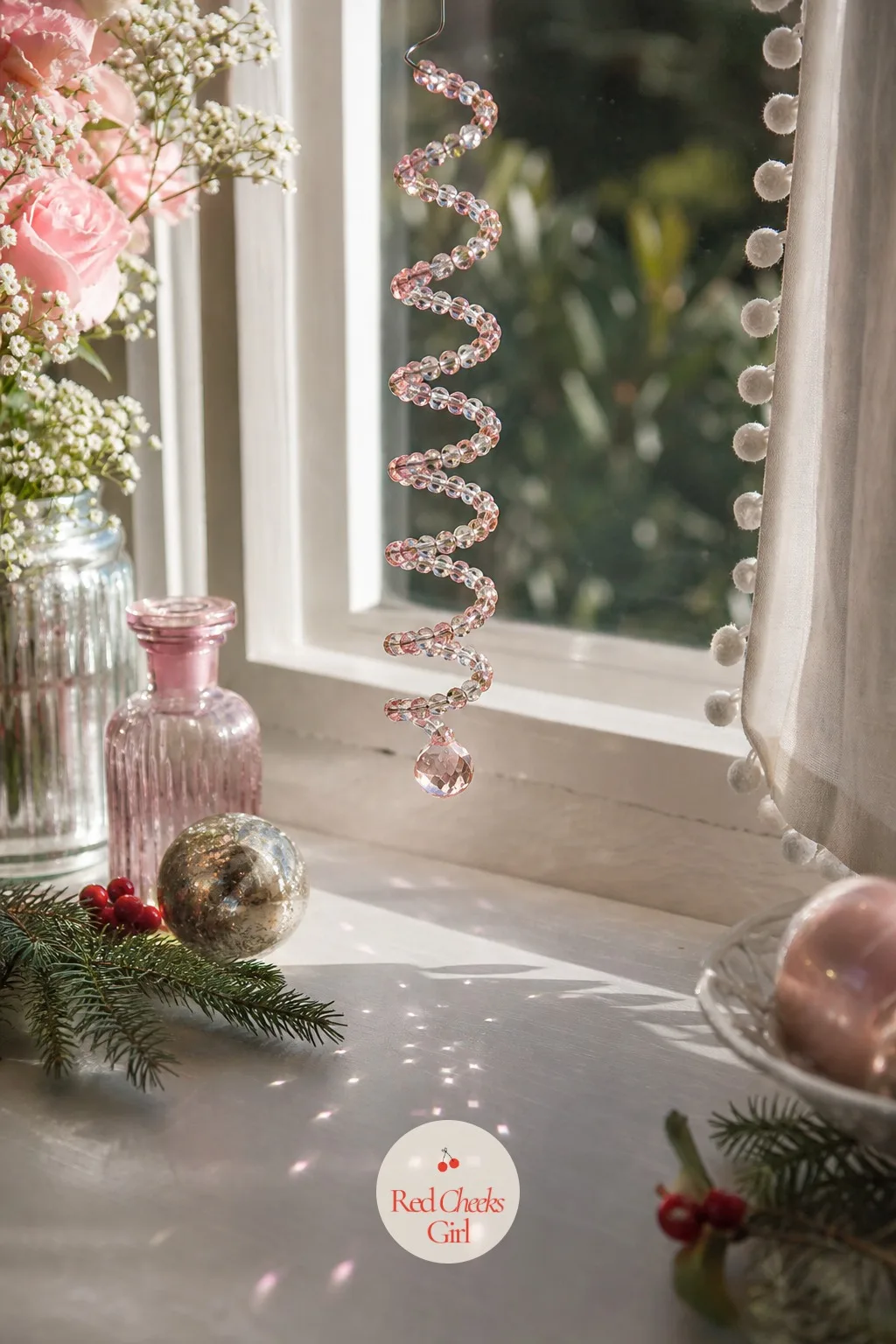 Spiral Crystal Drop — A straight strand of beads just hangs there. Beaded christmas ornaments diy