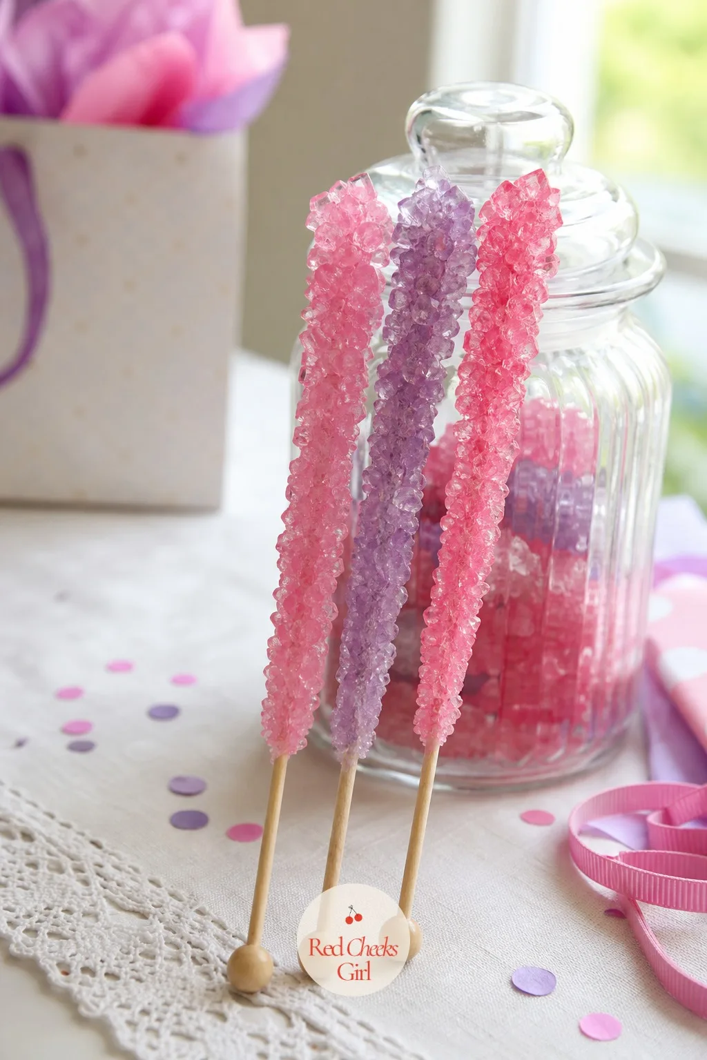 Rock Candy Sticks In The Theme Colors — Candy does not have to be an apology, one good piece beats a handful of loose wrapped sweets rattling around at the