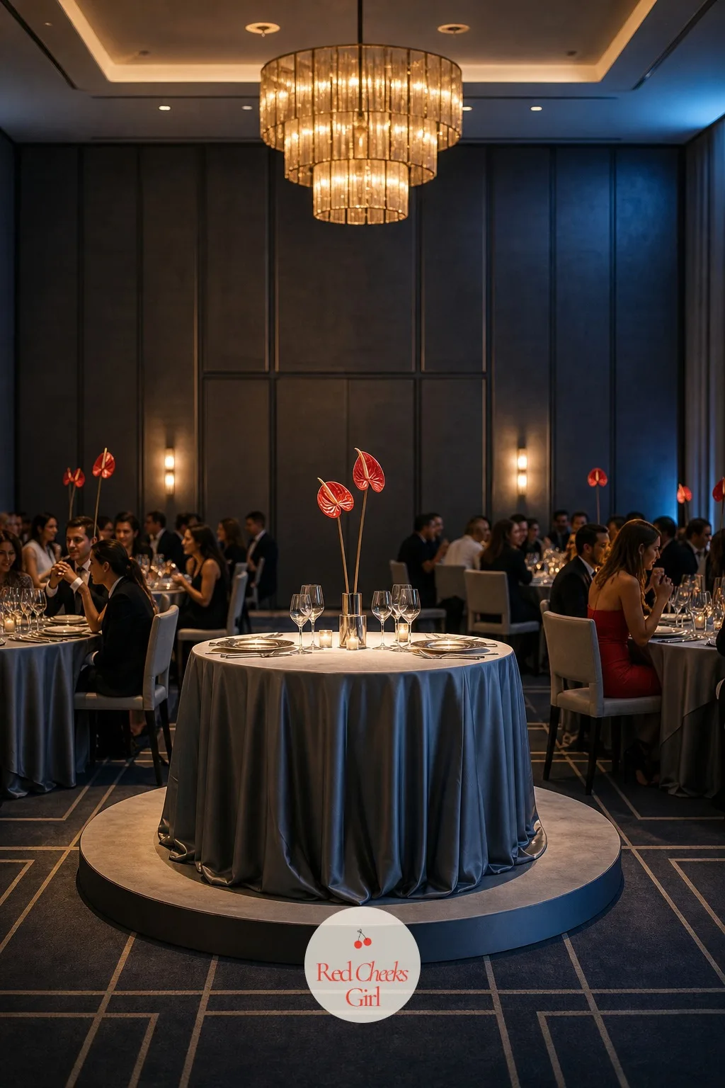 The Couple's Round Table Alone In The Center — A long head table lined up like a tribunal looks more corporate dinner than wedding, so skip it. Black tie