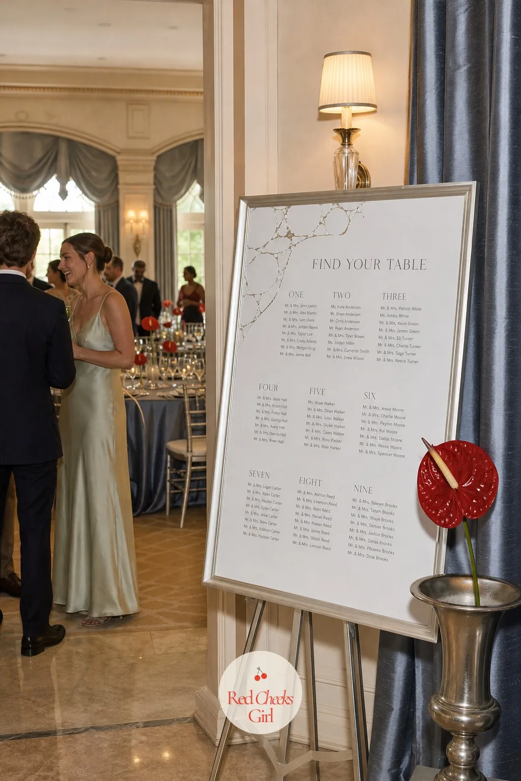 A Seating Chart With The Plate Motif — Nobody should be crouched over a torn paper list trying to find table six. Black tie wedding