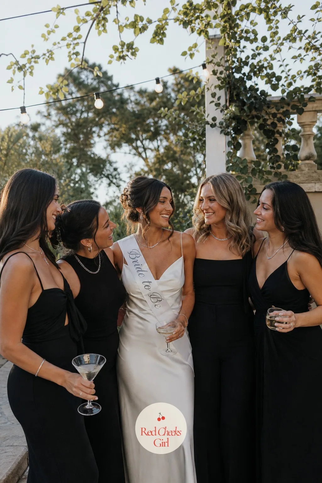 Black and White Outfits With the Bride in White — She should never have to ask twice who the bride is in the room. Black and white bachelorette party