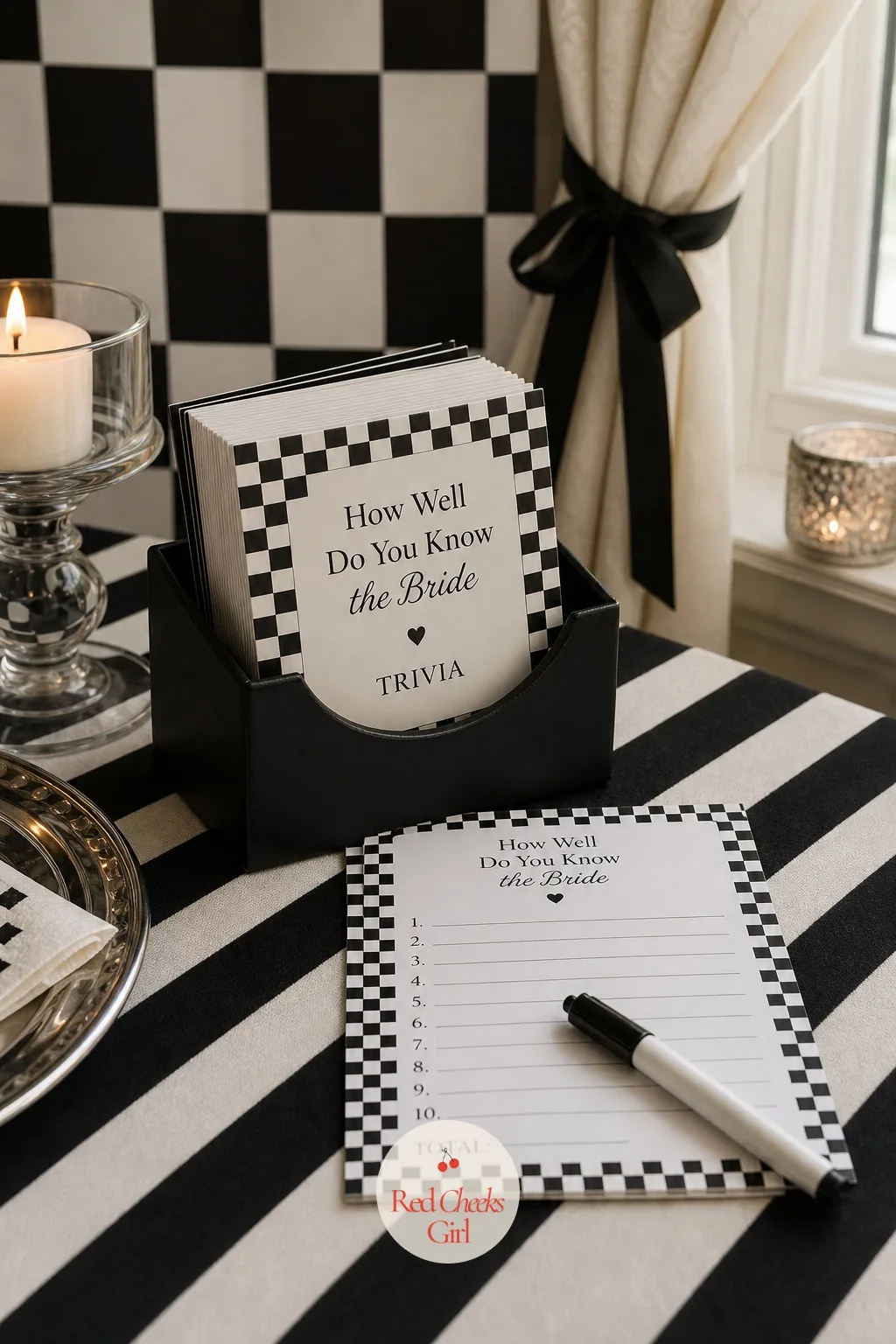 Checkerboard Trivia Cards: How Well Do You Know the Bride — Every group has someone who claims to know the bride best. Black and white bachelorette party