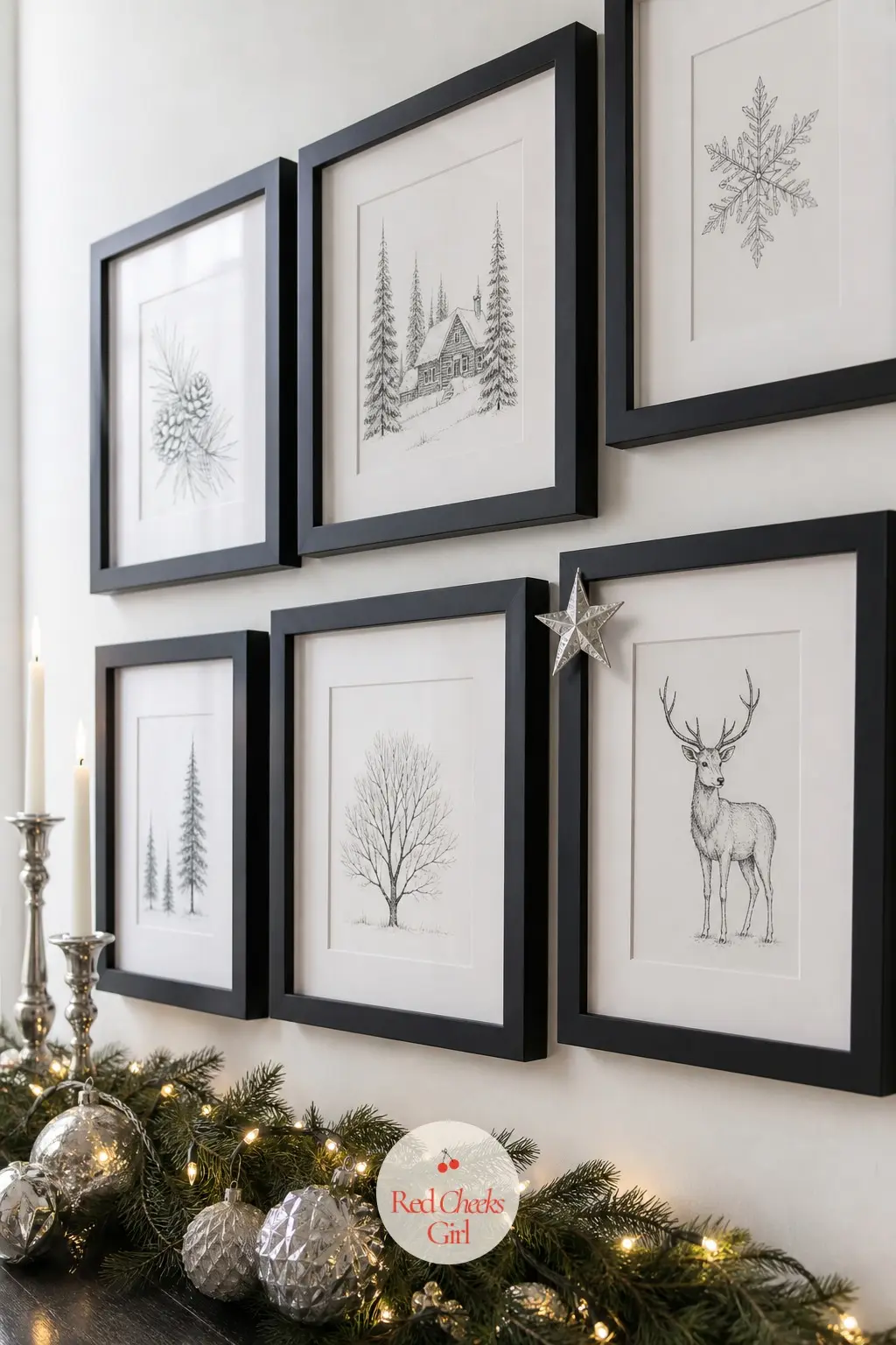 The Gallery Wall, Hung With Black Frames and White Mats — A hallway gallery wall turns graphic the moment every frame goes black with a wide white mat. Black
